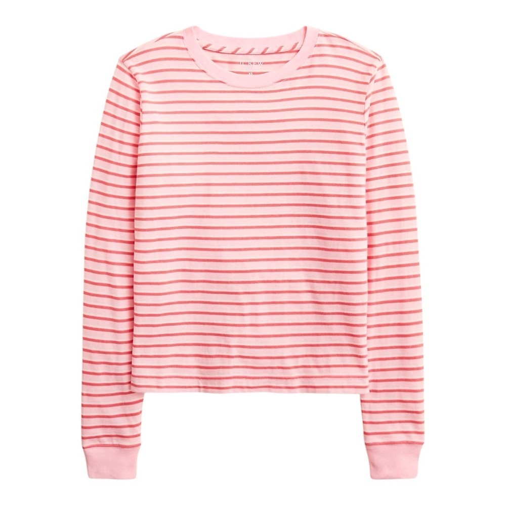 J.Crew Vintage Jersey Striped Long Sleeve Tee Pink Small